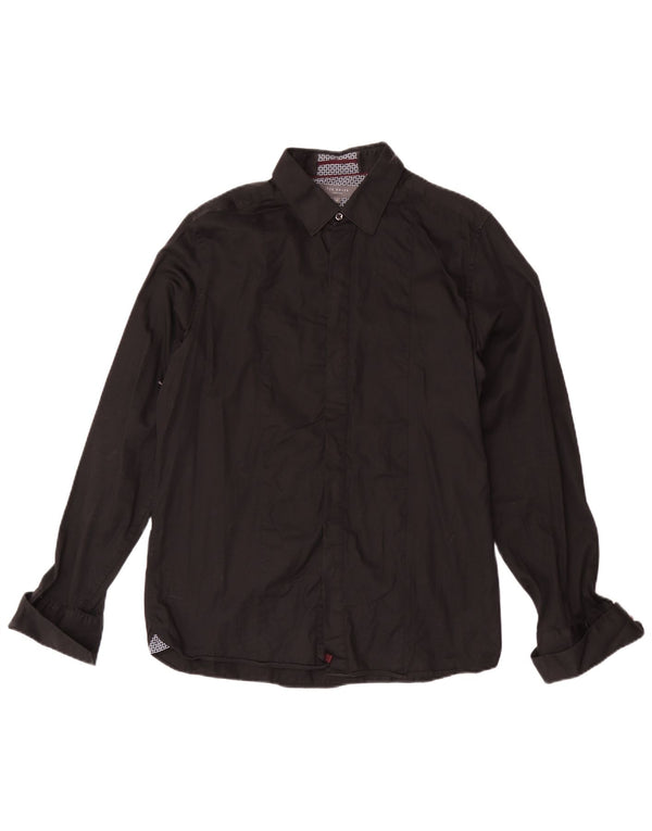 Ted Baker Mens Modern Fit Formal Shirt Size 16 Large Black Cotton