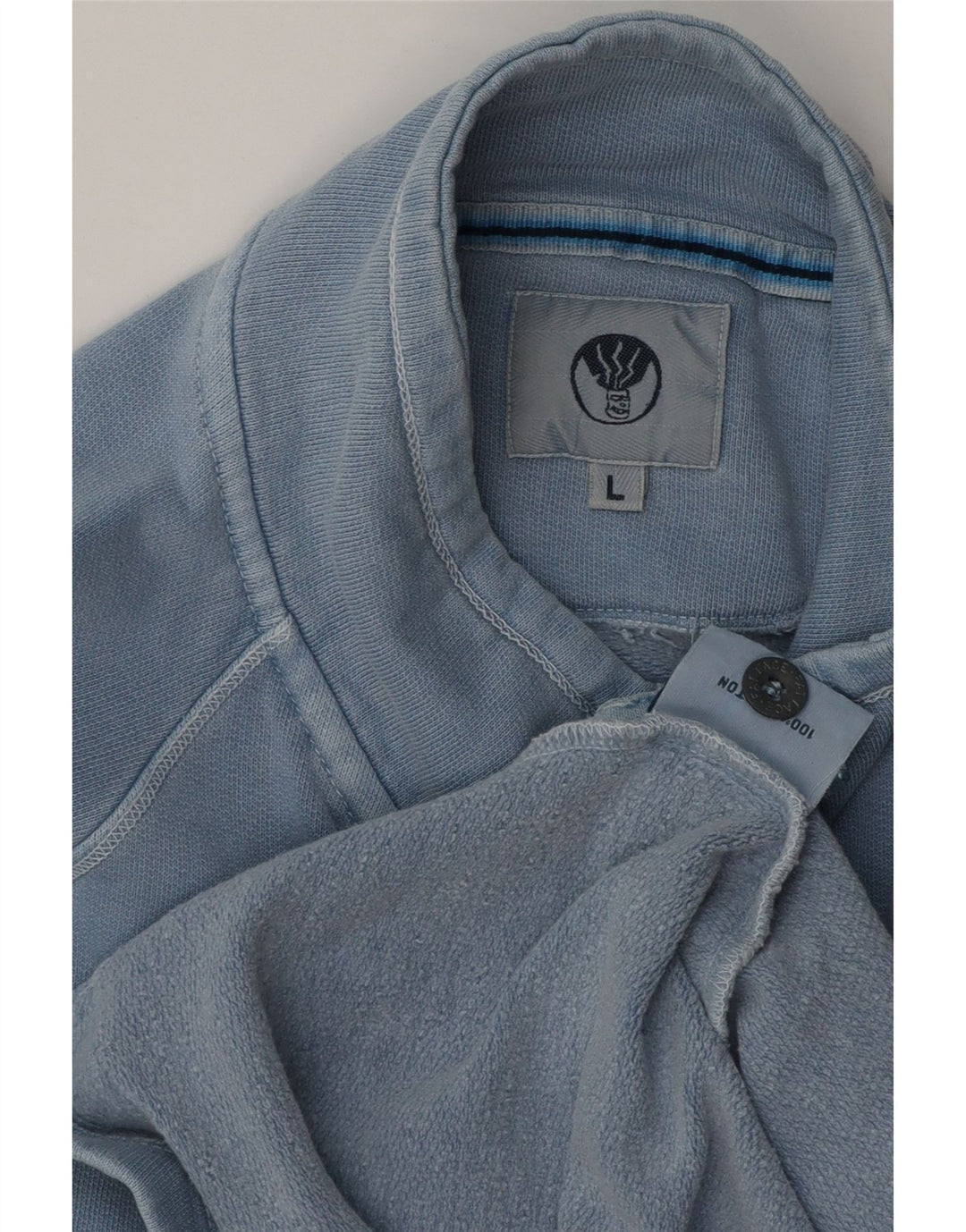 Fat Face Mens Button Neck Sweatshirt Jumper Large Blue Cotton