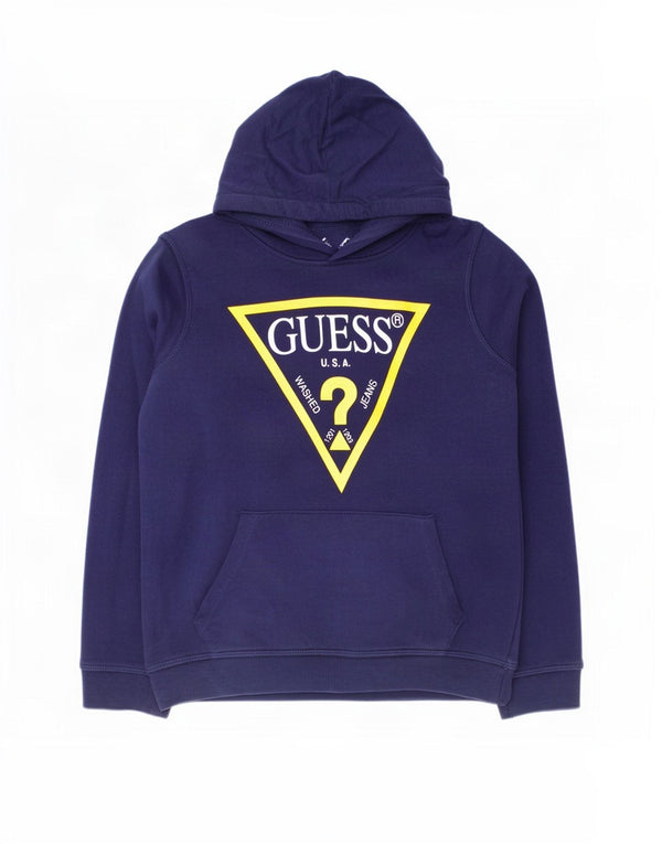 Suéter com capuz gráfico Guess Boys 7-8 anos azul marinho algodão