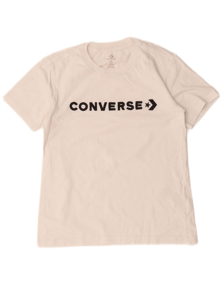 Converse Womens Graphic T-Shirt Top UK 10 Small White Cotton
