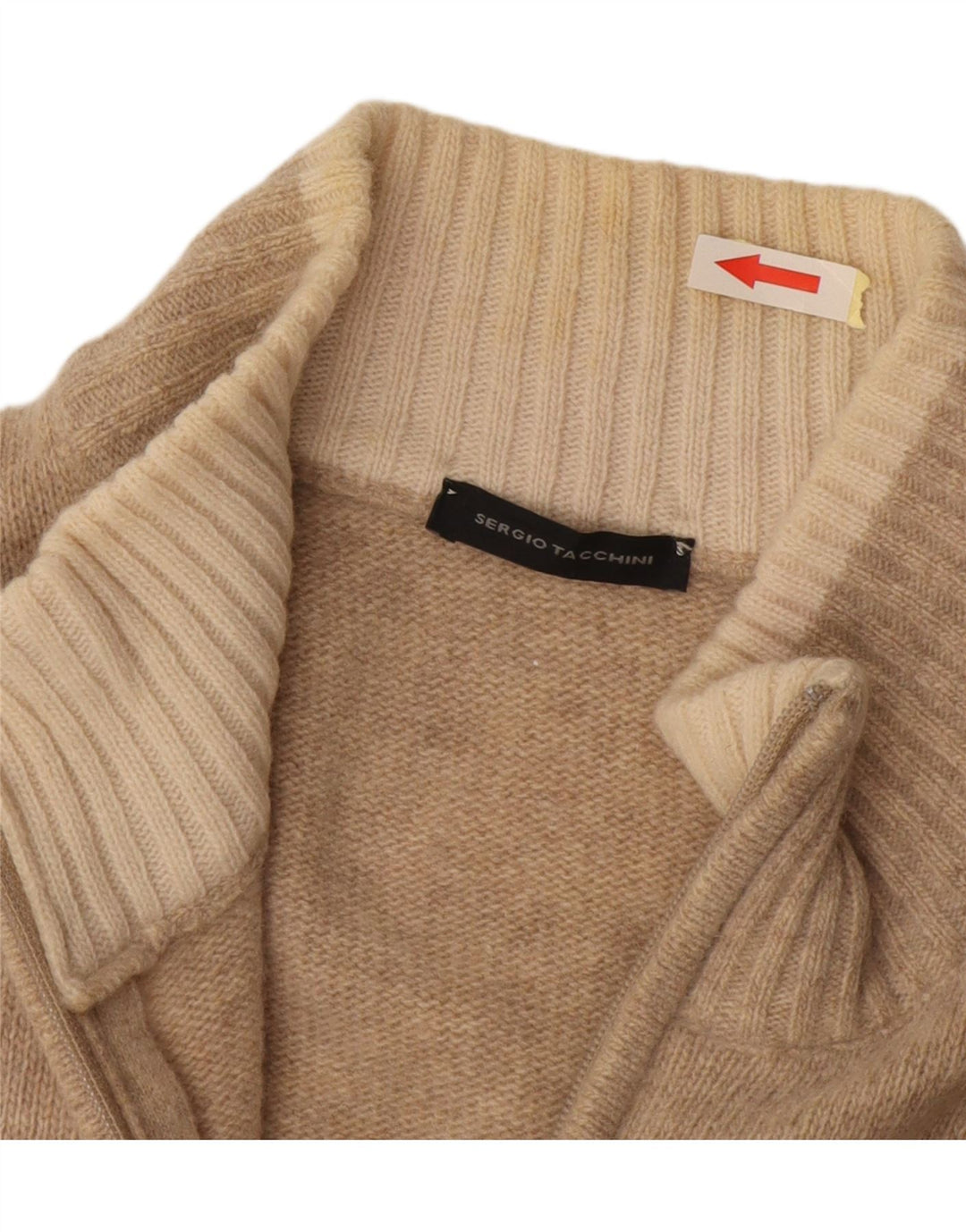 Sergio Tacchini Mens Cardigan Sweater Large Beige Flecked Wool