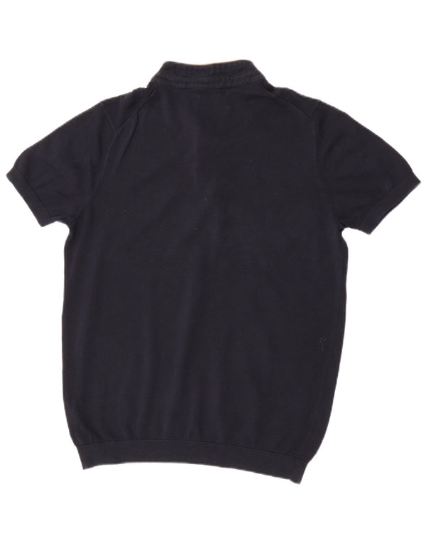 Massimo Dutti Mens Button Neck Jumper Sweater Large Navy Blue Cotton