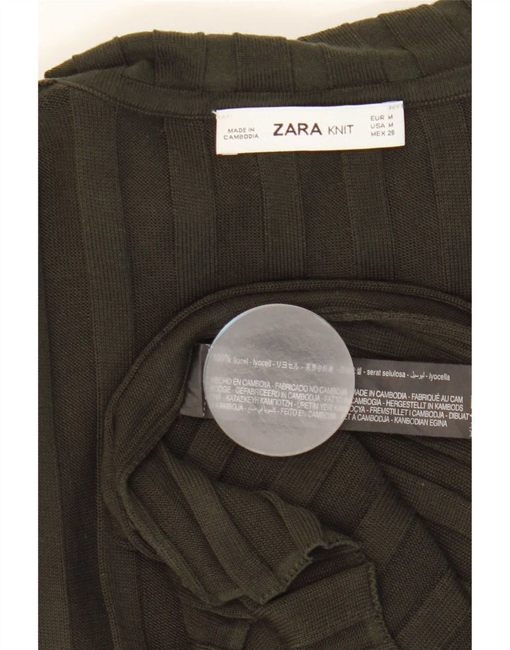Top Zara da donna a maniche lunghe UK 12 Medium Khaki Lyocell
