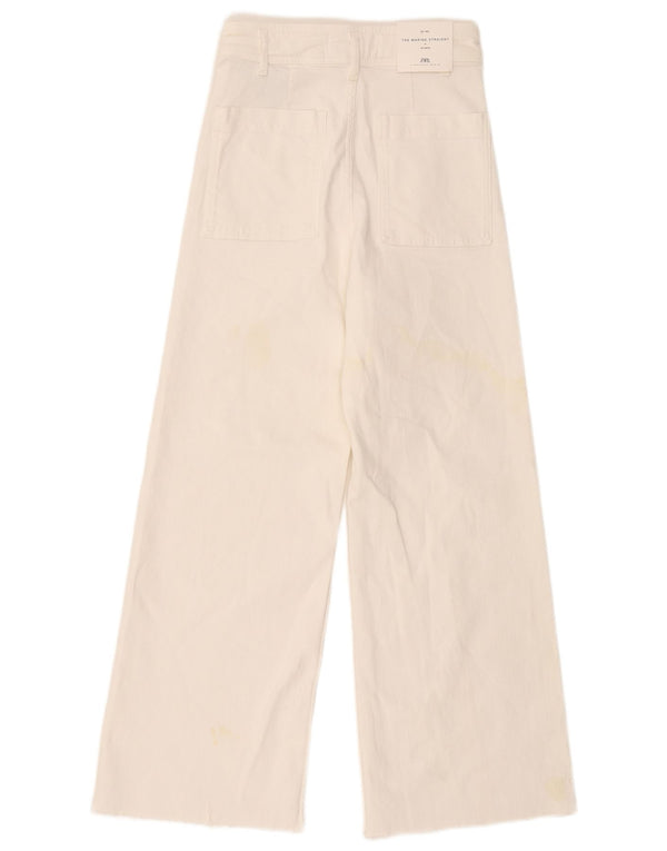 Zara Womens The Marine Straight Jeans EU 38 Small W28 L28 White Bomuld