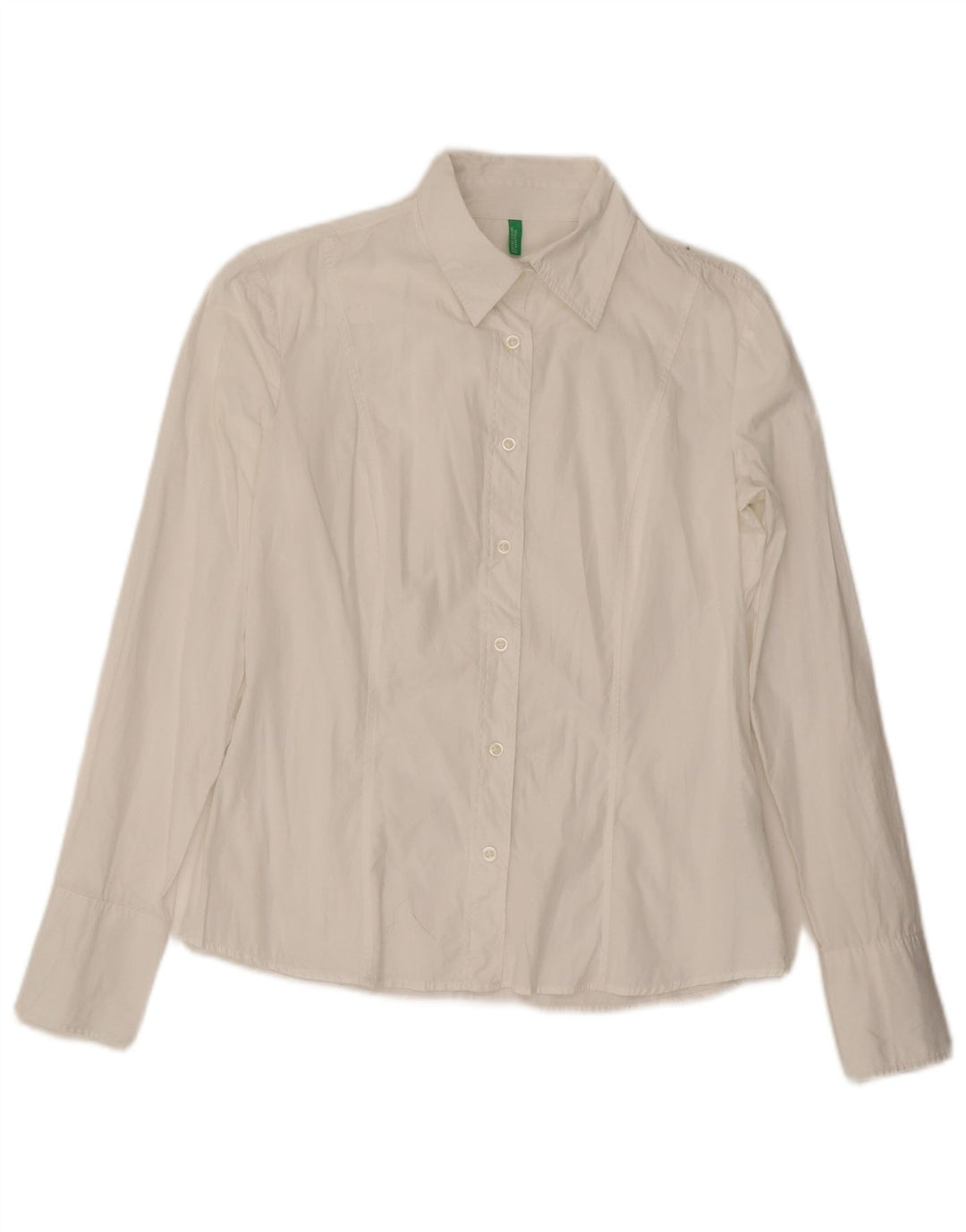 Benetton Chemise Femme UK 14 Coton Blanc Moyen