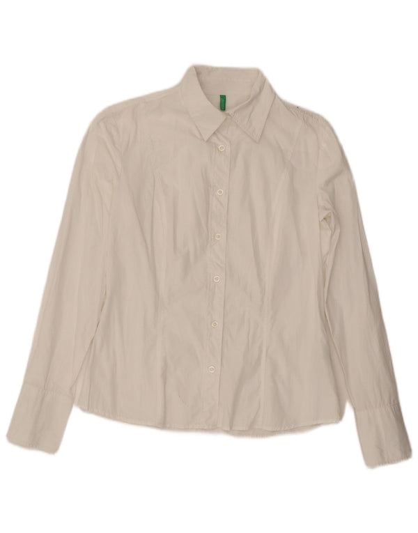 Benetton Chemise Femme UK 14 Coton Blanc Moyen