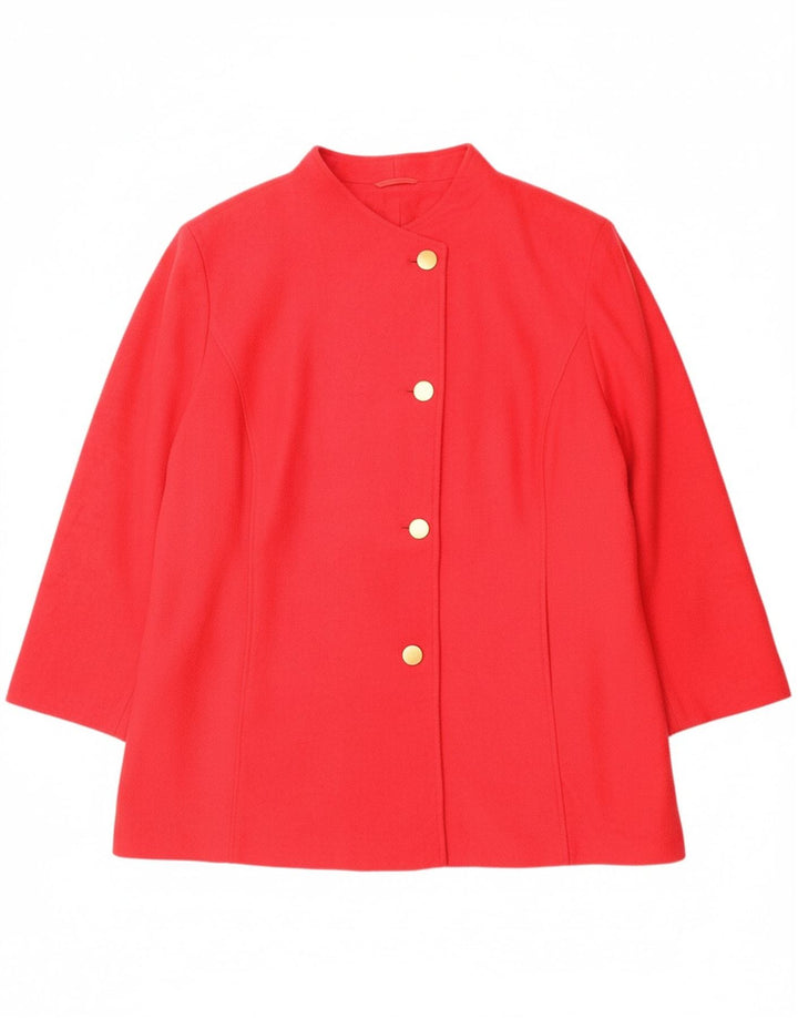 VINTAGE Womens Overcoat UK 28 6XL Red Polyester