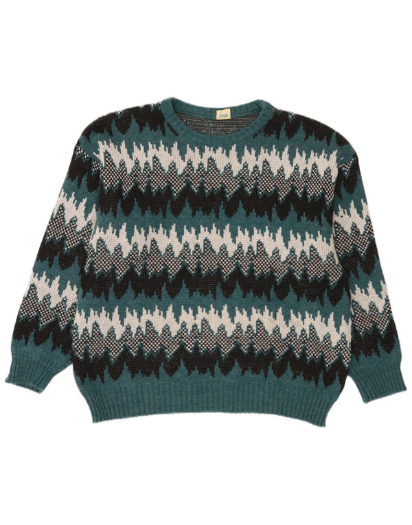 Apart Mens Crew Neck Jumper Sweater IT 54 XL Multicoloured Striped Acrylic