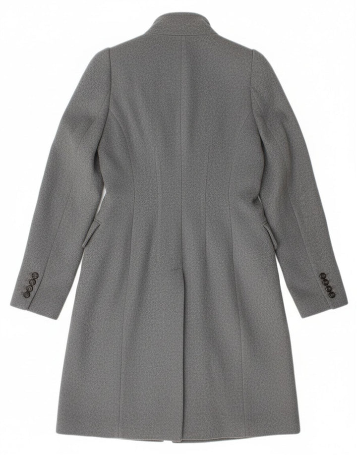 Zara Dame Dobbeltradet Frakke UK 12 Medium Grey Uld