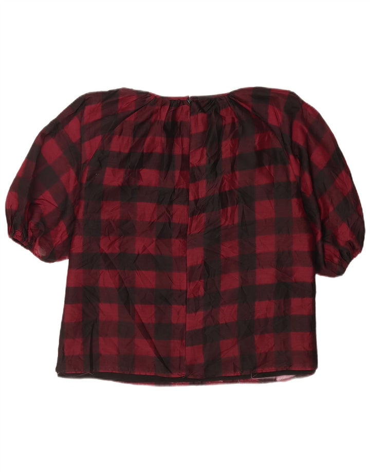 Oasis Damen-Blusenoberteil mit 3/4-Ärmeln, UK-Größe 44, Größe L, roter Gingham-Karomuster