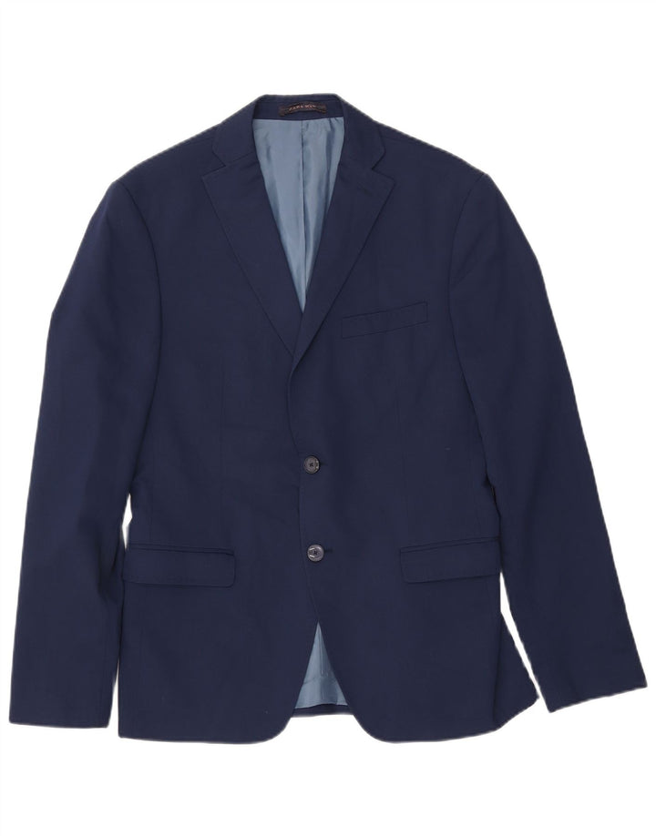 ZARA Mens 2 Button Blazer Jacket EU 50 Medium Navy Blue Viscose