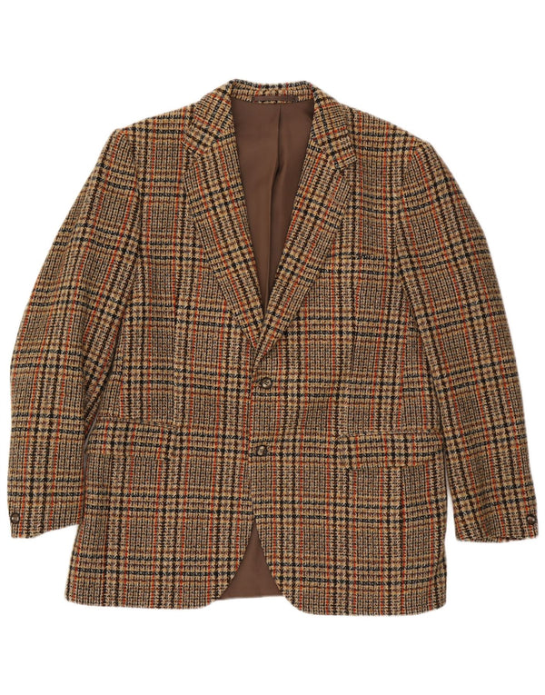 Avant Herren 2-Knopf-Blazerjacke IT 54 2XL braun karierte Wolle