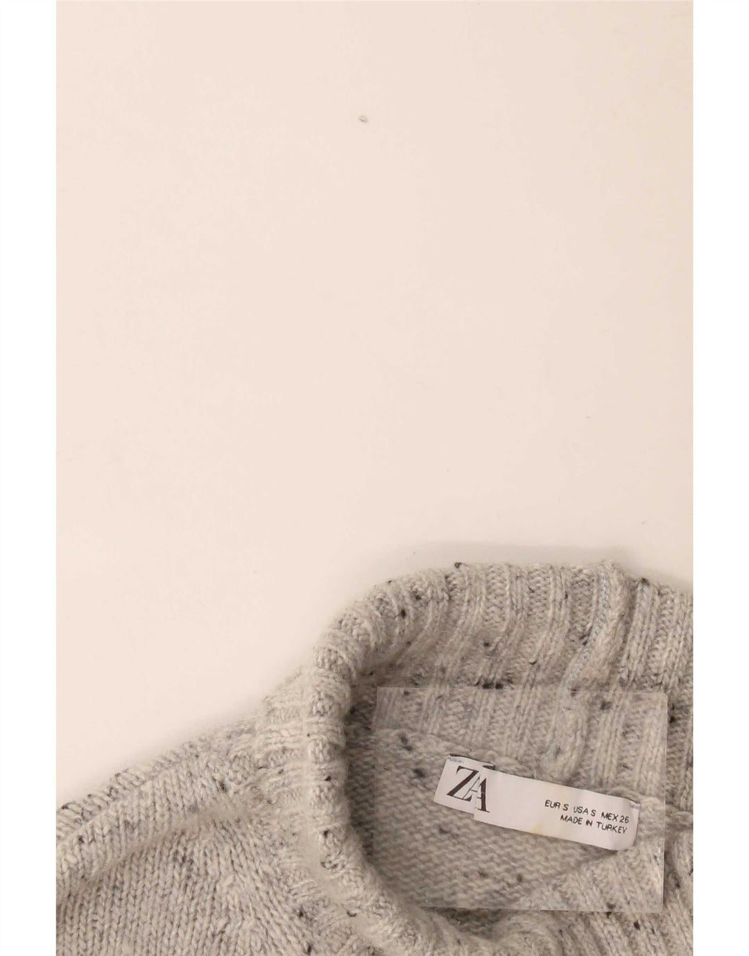Zara Womens Oversized Turtle Neck Jumper Sweater UK 10 Small Grey Flecked
