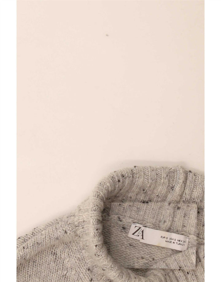 Zara Womens Oversized Turtle Neck Jumper Sweater UK 10 Small Grey Flecked
