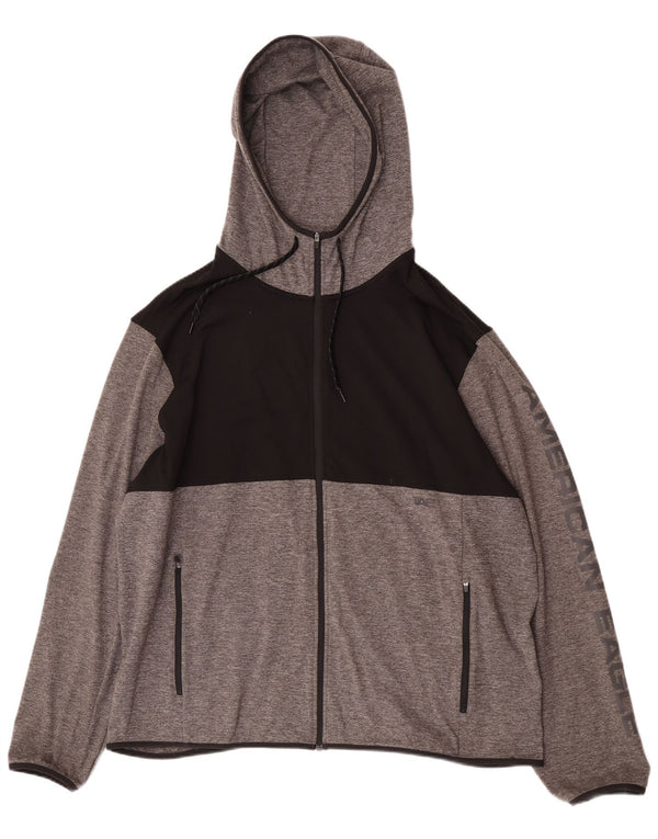 Maglione con cappuccio e zip grafica da uomo American Eagle 2XL grigio color block