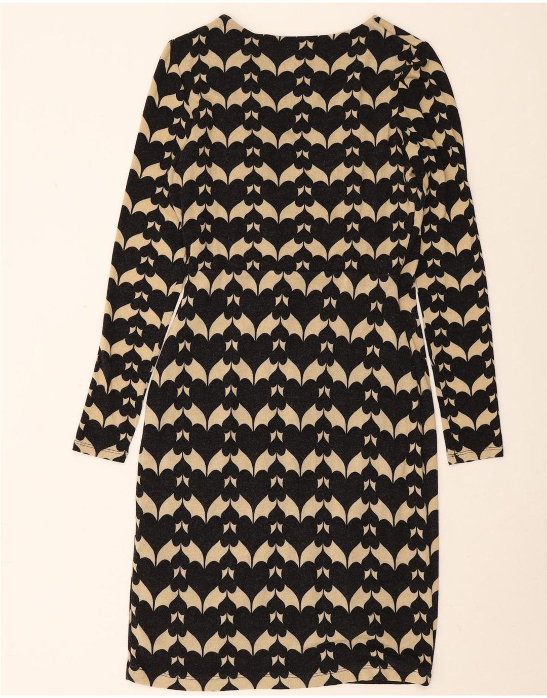 Phase Eight Womens Long Sleeve Sheath Dress UK 12 Medium Black Geometric