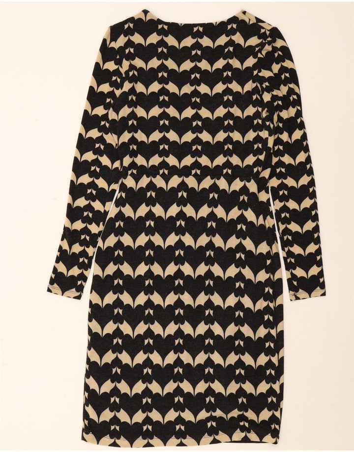 Phase Eight Womens Long Sleeve Sheath Dress UK 12 Medium Black Geometric