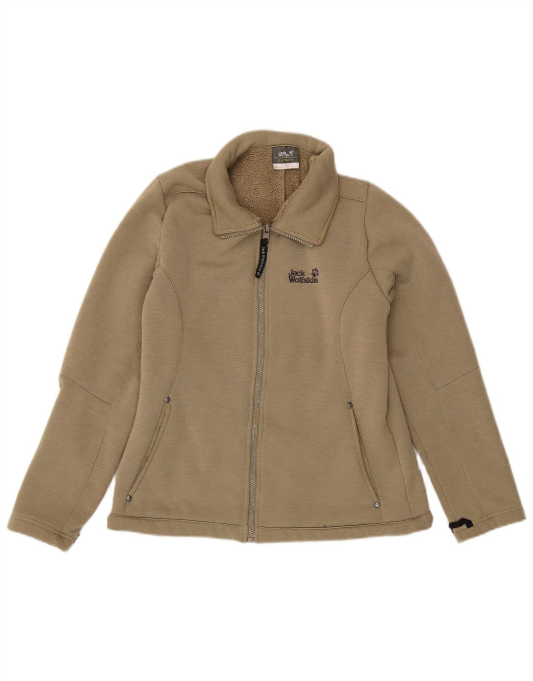 JACK WOLFSKIN Womens Sherpa Tracksuit Top Jacket UK 14 Medium Khaki