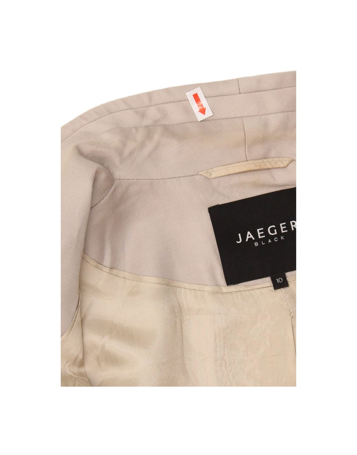 JAEGER Womens 1 Button Blazer Jacket UK 10 Small Beige Cotton