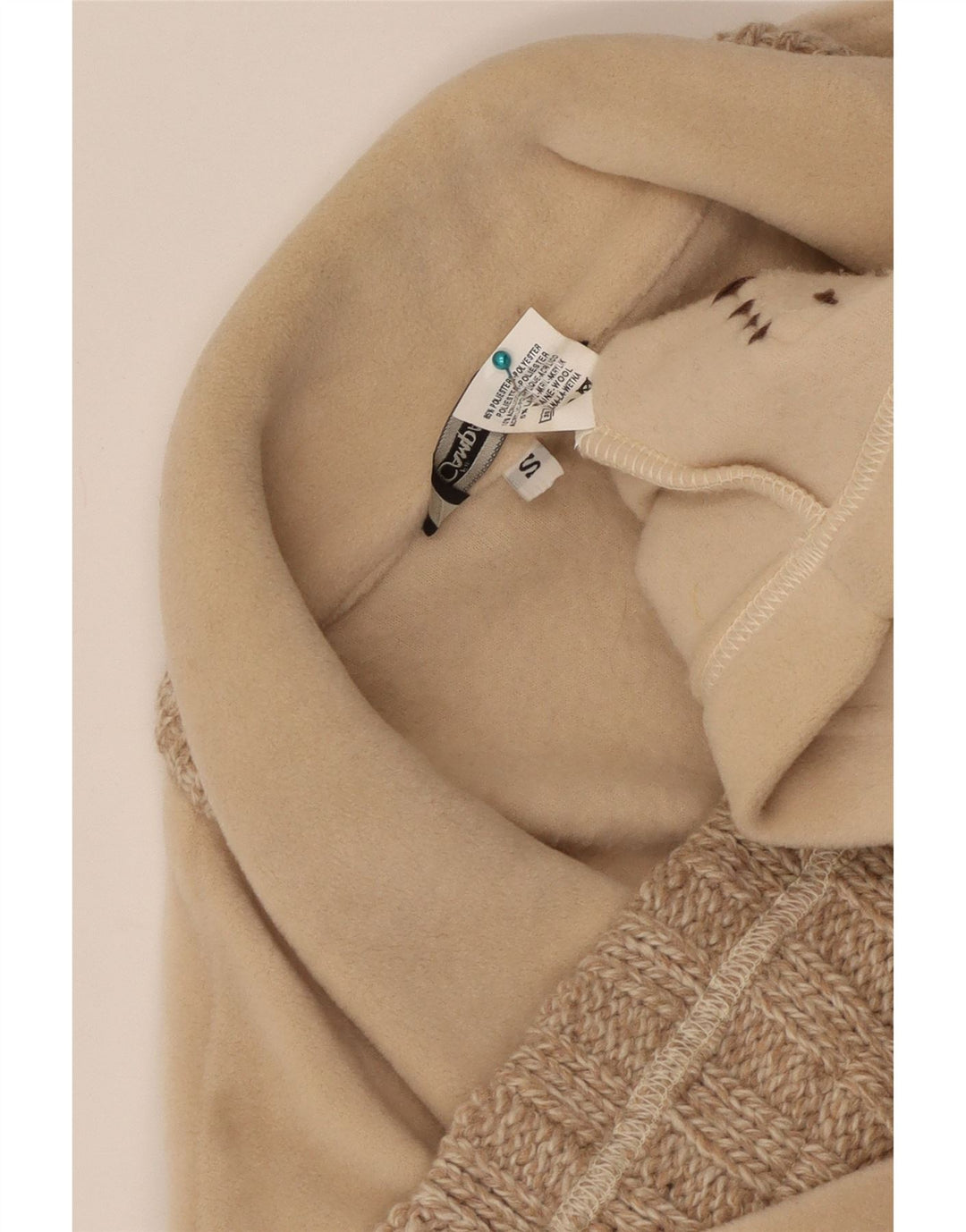 Vintage Womens Oversized Fleece Jacket UK 10 Small Beige Colourblock