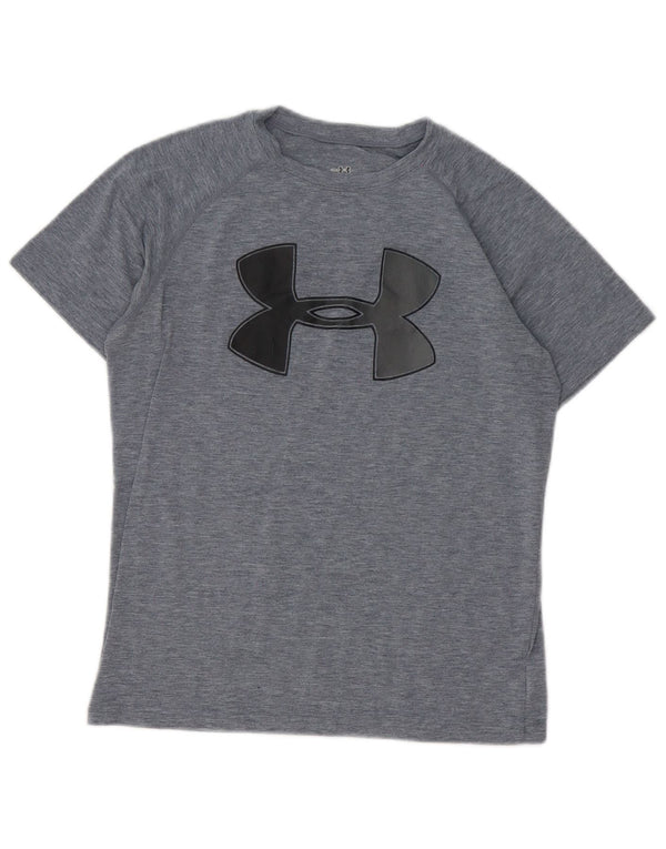 Tricou grafic Under Armour pentru băieți Top 9-10 ani, mediu gri, pete