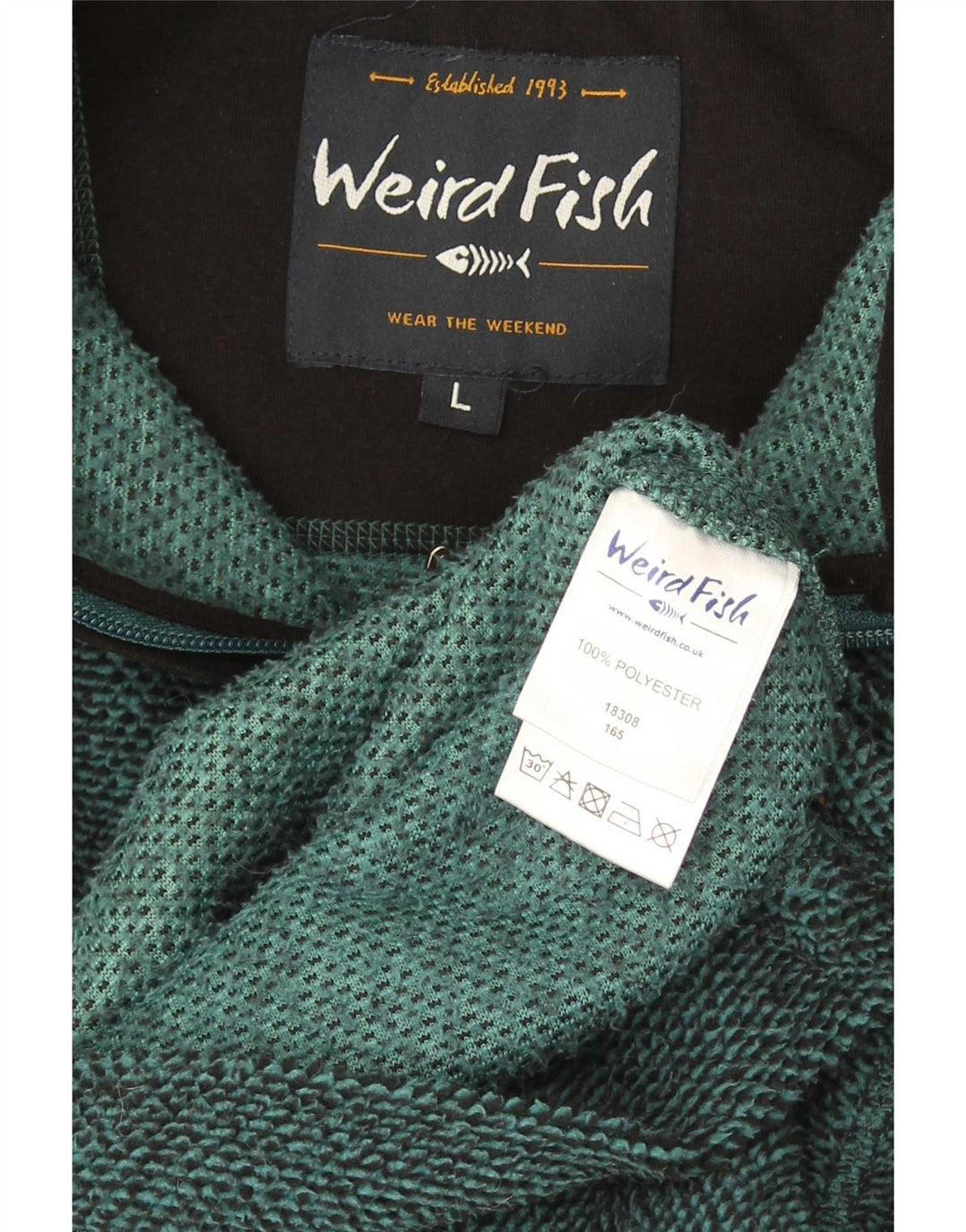 Weird Fish Chaqueta polar para hombre UK 40 Large Poliéster verde