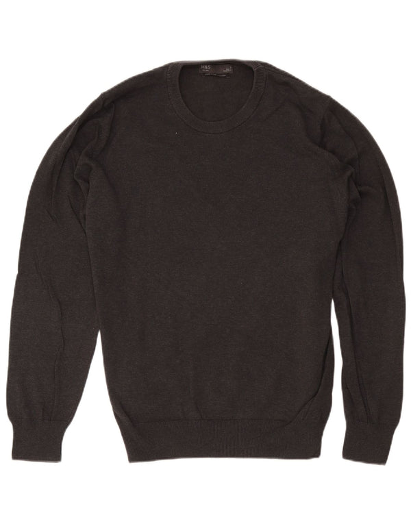 Marks & Spencer Mens Crew Neck Jumper Sweater Large Grey Cotton