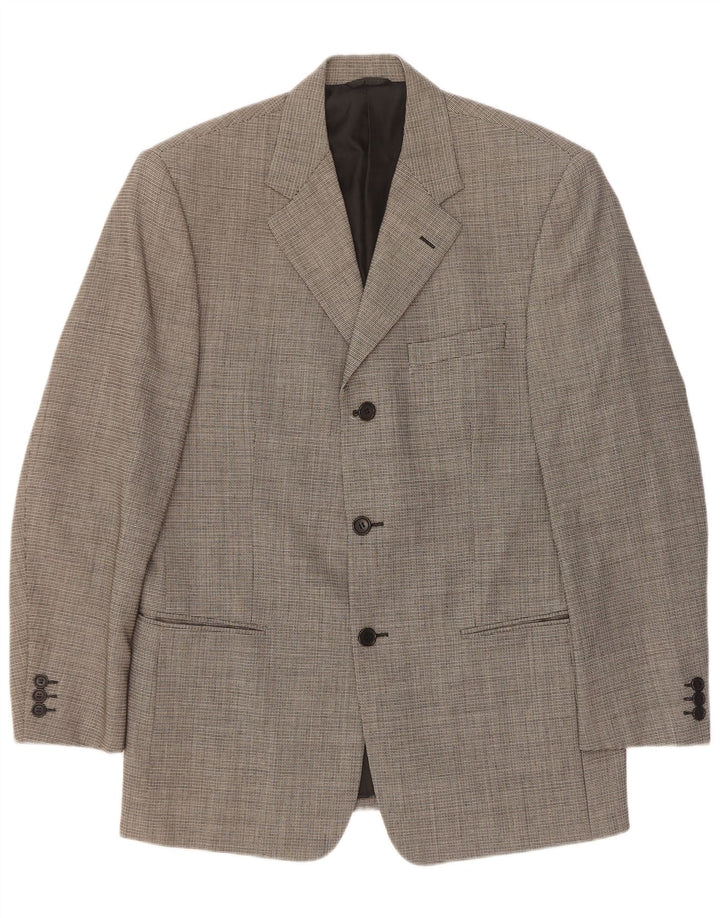 Jaqueta Blazer Masculina Cerruti 1881 com 3 Botões IT 48 Lã Xadrez Cinza Médio