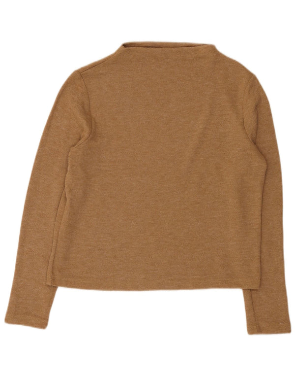 Marks & Spencer Womens Top Long Sleeve UK 12 Medium Beige Polyester