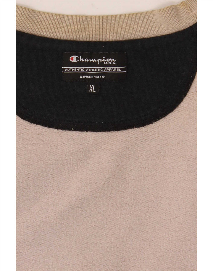 Champion Mens Graphic Sweatshirt Jumper XL Beige