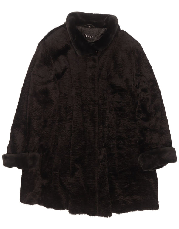 Junge Manteau en fausse fourrure pour femme UK 22 3XL Rayonne noire