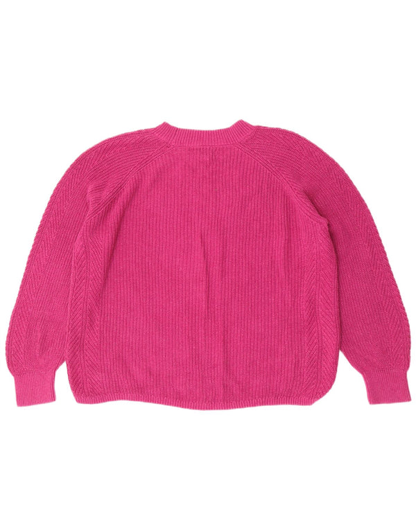 Maglione maglione girocollo da donna Fat Face UK 14 grande cotone rosa