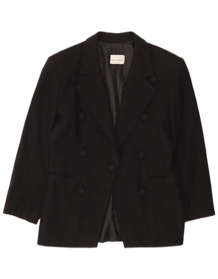 Vintage Dame 1 Knap Blazer Jakke UK 14 Medium Sort Uld