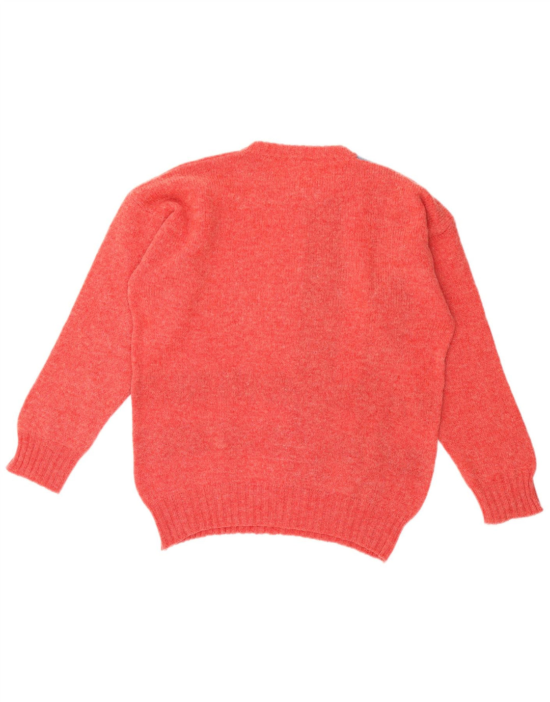 Vintage herre sweater med rund hals, stor rød farveblok