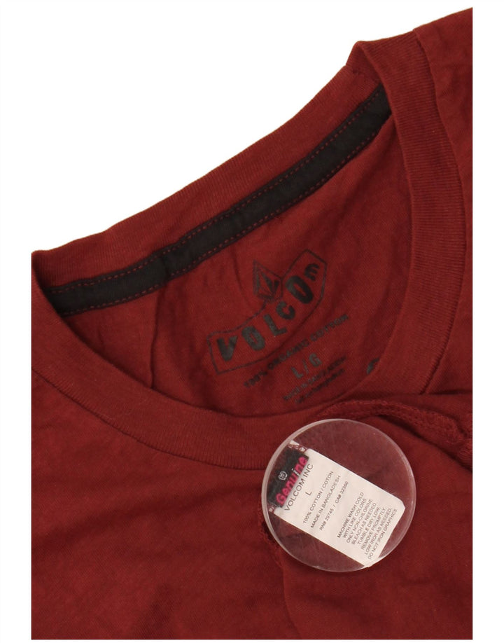 VOLCOM Herren T-Shirt Top Large Burgund Baumwolle