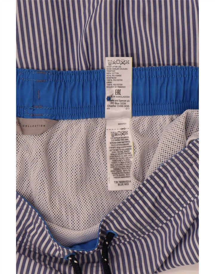 Marks & Spencer Short de bain pour homme en coton à fines rayures bleues