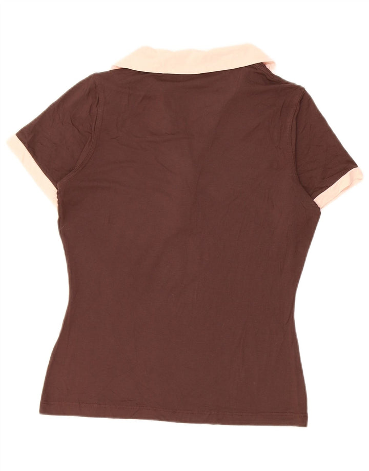 Fred Perry Damen Poloshirt UK 12 Mittelbraun Farbblock