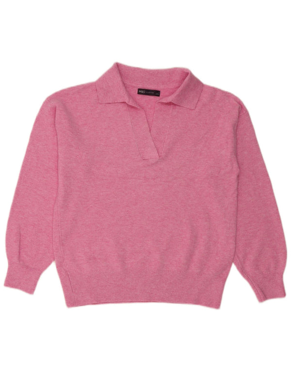 Marks & Spencer Womens Oversized Polo Neck Jumper Sweater UK 10 Small Pink