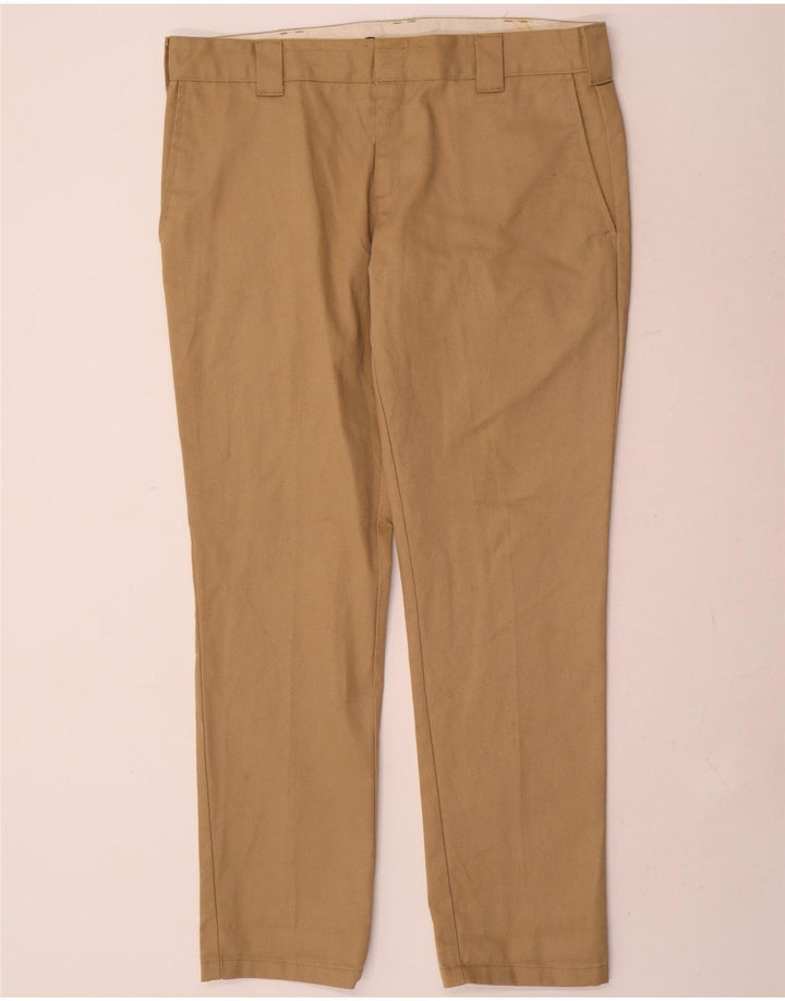 Dickies Mens Slim Fit Chino Trousers W36 L32 Beige Polyester