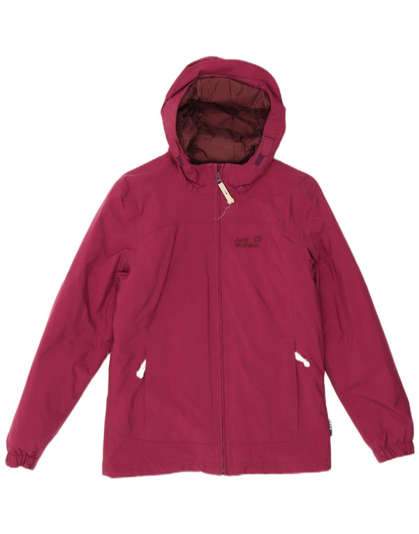 Jack Wolfskin Mädchen-Windbreaker-Jacke mit grafischer Kapuze, 11–12 Jahre, Rosa