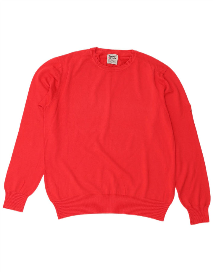 Think Pink Mens Crew Neck Jumper Sweater Large Red