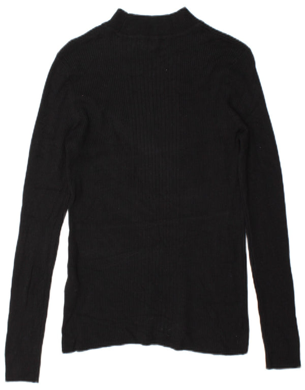 Marks & Spencer Womens Top Long Sleeve UK 14 Medium Black Viscose