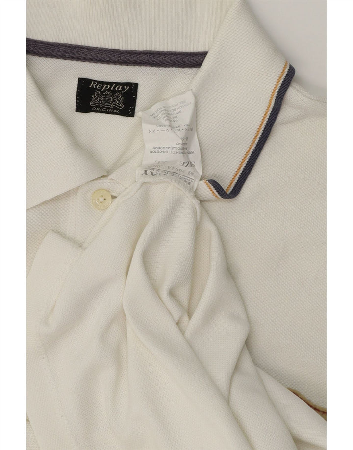 Replay Mens Polo Shirt XL White Cotton Classic