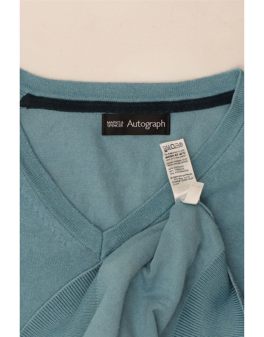 Marks & Spencer Herre Autograph V-hals sweater Medium Blue Bomuld