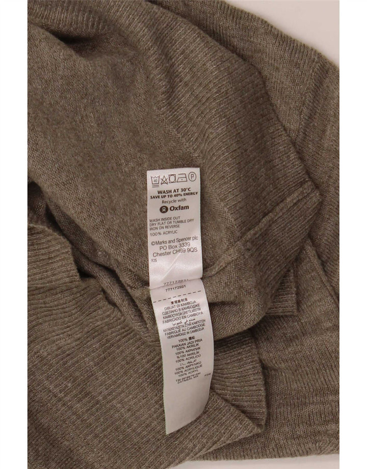Marks & Spencer Mens V-Neck Jumper Sweater Small Beige Flecked Acrylic