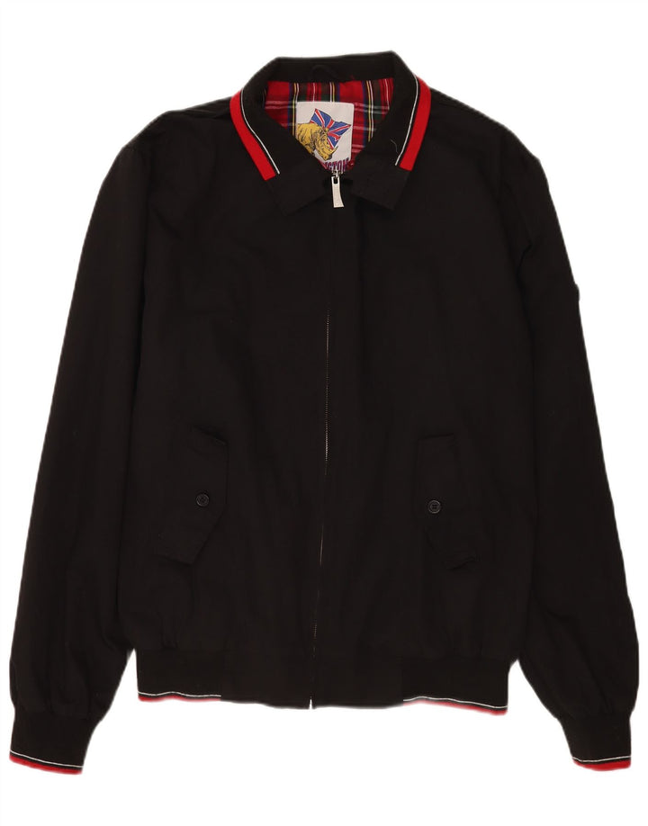 Vintage Mens Bomber Jacket UK 44 2XL Black Polyester Retro