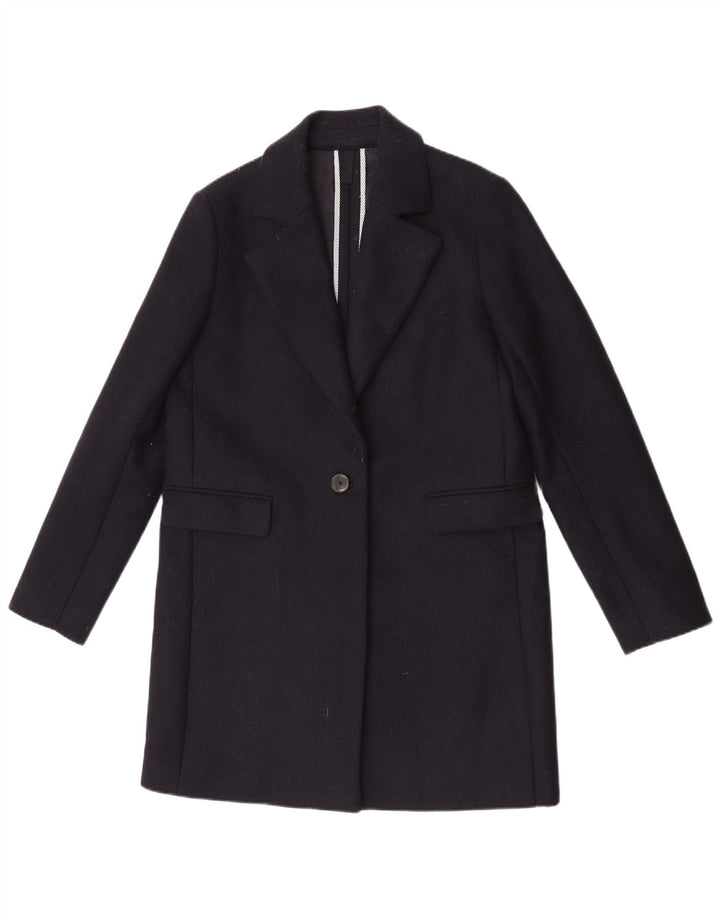 Massimo Dutti Womens Overcoat EU 40 Medium Navy Blue Wool