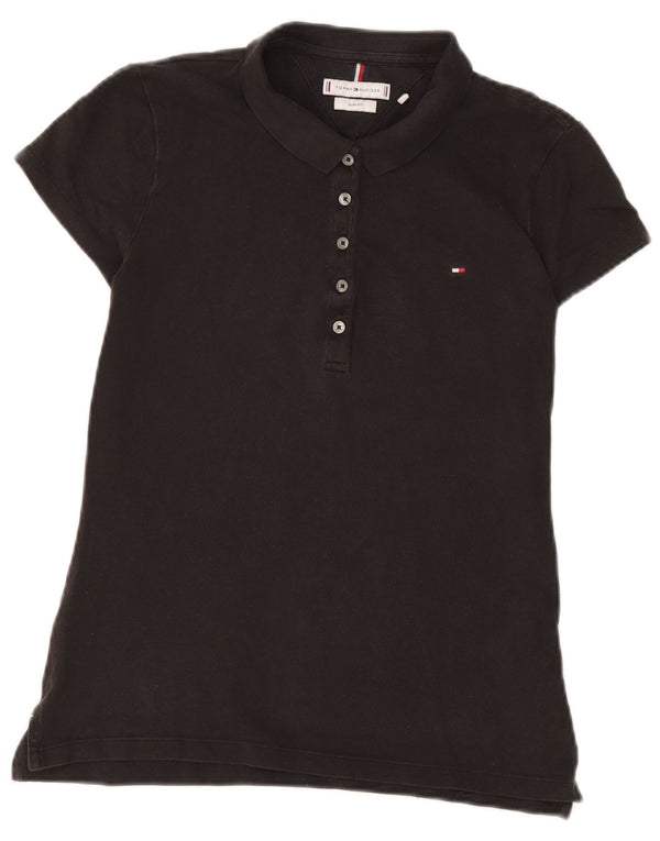 Polo da donna slim fit Tommy Hilfiger UK 14 grande cotone nero
