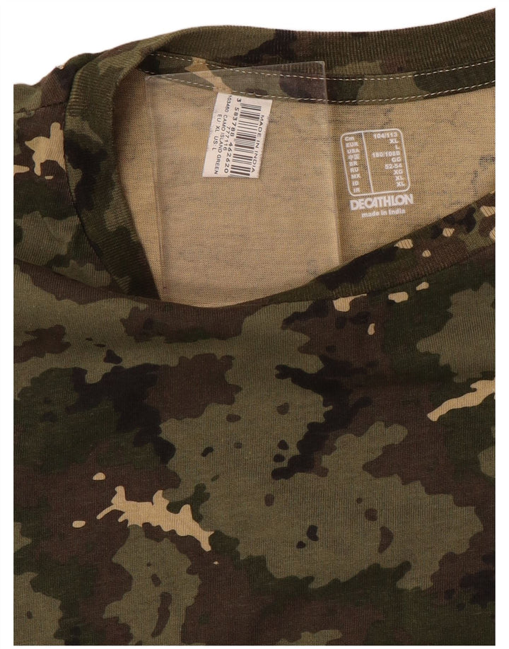Decathlon Mens T-Shirt Top XL Khaki Camouflage