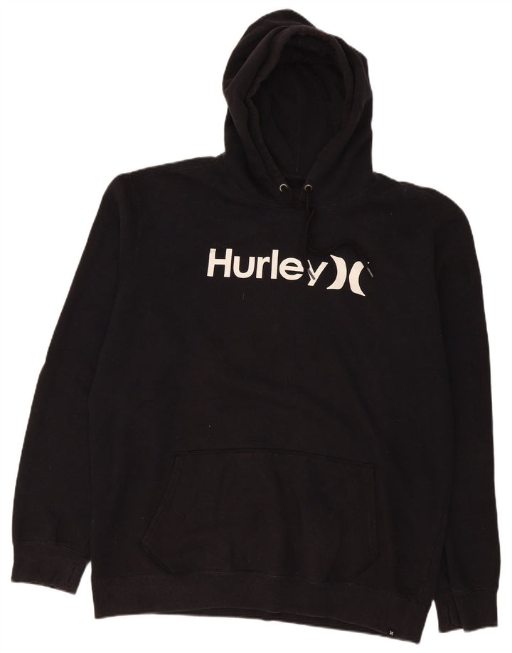 Felpa con cappuccio grafica Hurley da uomo XL poliestere nero